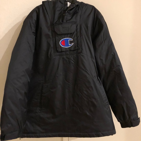 SS18 Supreme X Champion Black Puffer/Parka - Picture 2 of 2